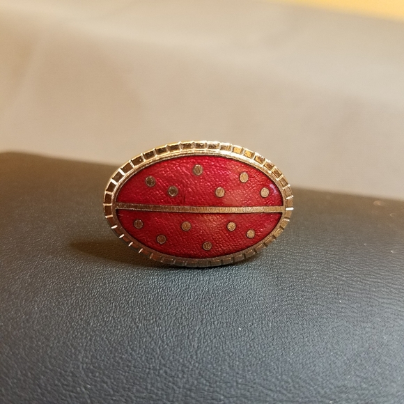 VTG cufflinks tie bar set red silver tone trident - Picture 8 of 11